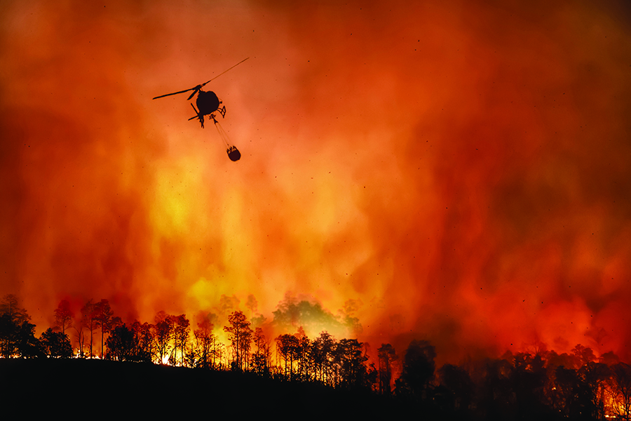 helicopter and forest fire